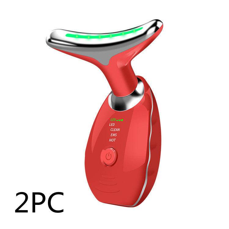 Neck Face Beauty Device Colorful LED Photon Therapy Skin Tighten Reduce Double Chin Anti Wrinkle Remove Lifting Massager - TrendySharks
