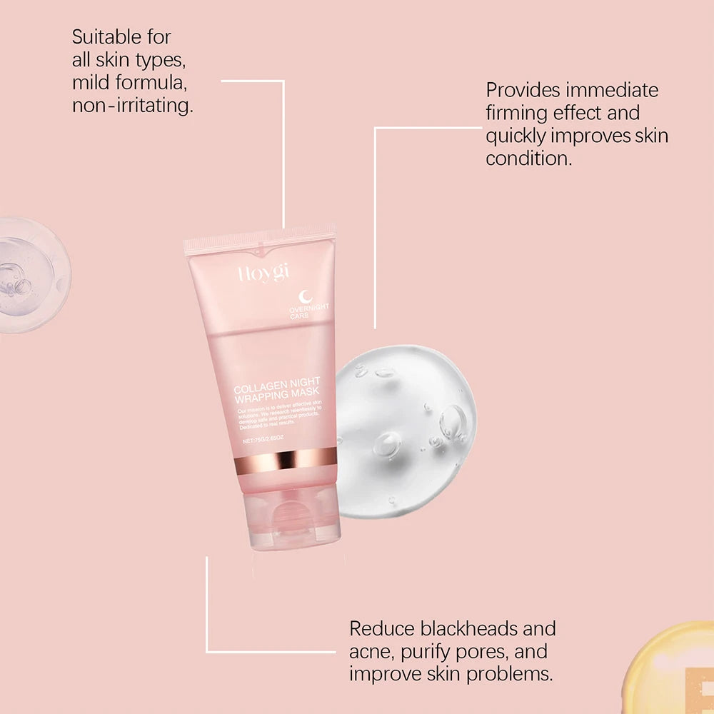 75/150ML Collagen Peel off Face Mask Deeply Hydrating Moisturizing Night Wrapping Mask Cream Firming Skin Peel-Off Facial Mask