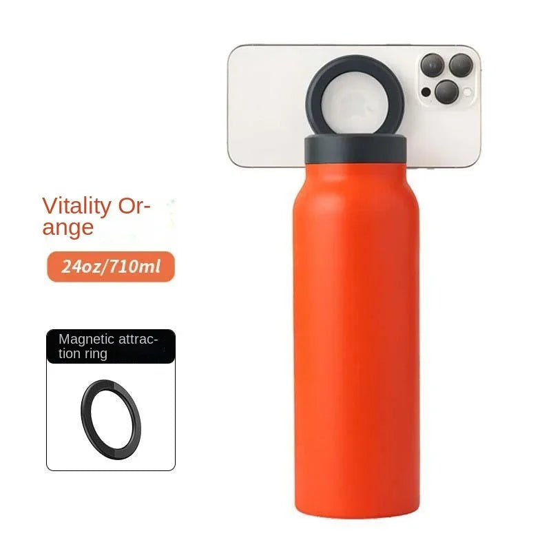 2024 720Ml Unique Magnet Water Bottle 304 Stainless Steel Insulated Magsafe Water Bottle with Magnetic Cell Phone Holder