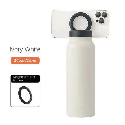 2024 720Ml Unique Magnet Water Bottle 304 Stainless Steel Insulated Magsafe Water Bottle with Magnetic Cell Phone Holder